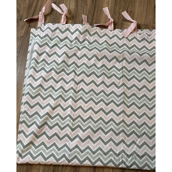 Carousel Designs Nursery Curtain Gray Pink Made in USA Rod Pocket Panel set of t - Picture 5 of 9